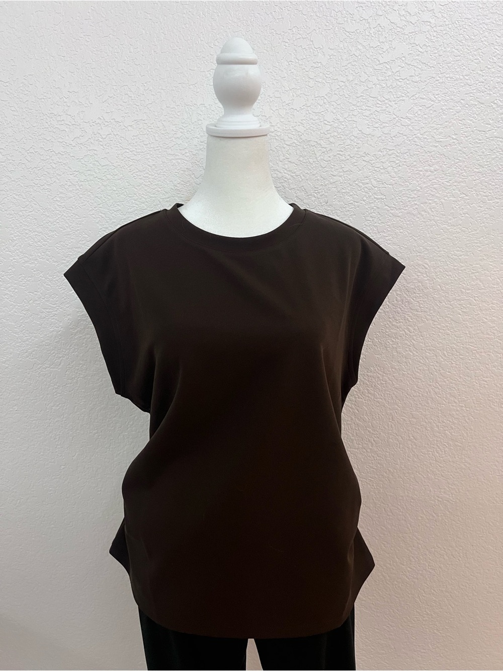 Melloday Black Satin Cap Sleeve Blouse Women’s Large Minimalist Top